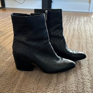1. State Black Croc-Patterned Ankle Booties